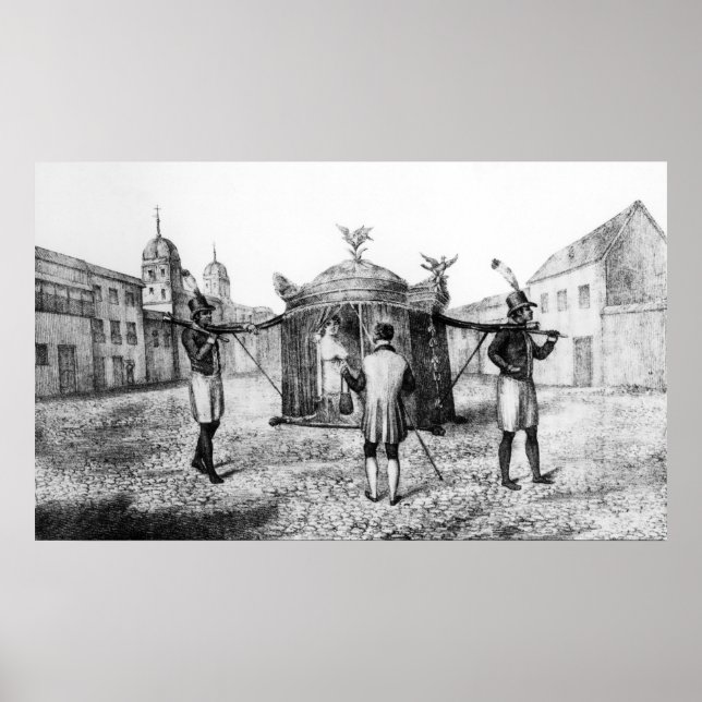 A Brazilian Sedan Chair and a Person Begging Poster (Front)