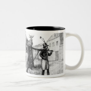 A Brazilian Sedan Chair and a Person Begging Two-Tone Coffee Mug