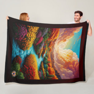 A Breathtaking Fantasy Landscape AI Art - Xzendor7 Fleece Blanket