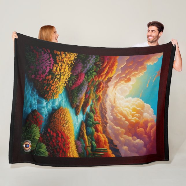 A Breathtaking Fantasy Landscape AI Art - Xzendor7 Fleece Blanket (In Situ)