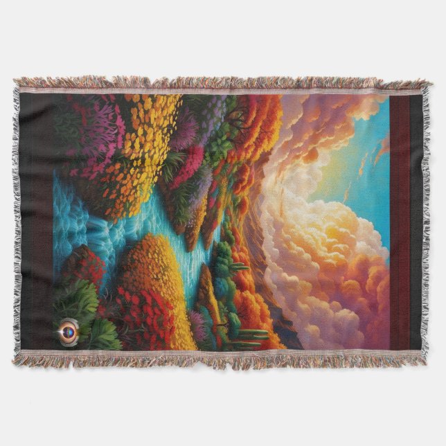 A Breathtaking Fantasy Landscape AI Art - Xzendor7 Throw Blanket (Front)