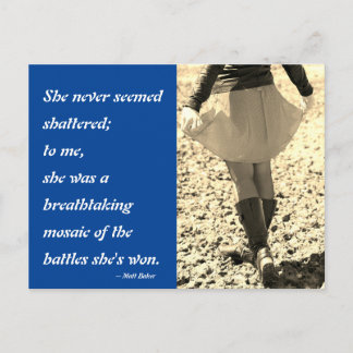 A Breathtaking Mosaic Women's Quote Blue Sepia Postcard