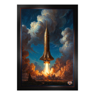 A Breathtaking Retro Fusion Rocket Launch Photo Print