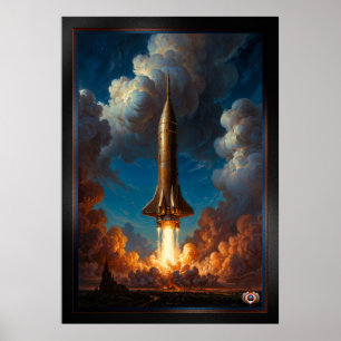 A Breathtaking Retro Fusion Rocket Launch Poster