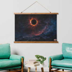 A Breathtaking Solar Eclipse AI Art by Xzendor7 Hanging Tapestry