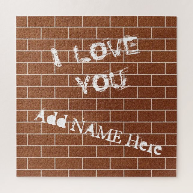 A Brick Wall - I Love You - Add Your Name / Text - Jigsaw Puzzle (Vertical)