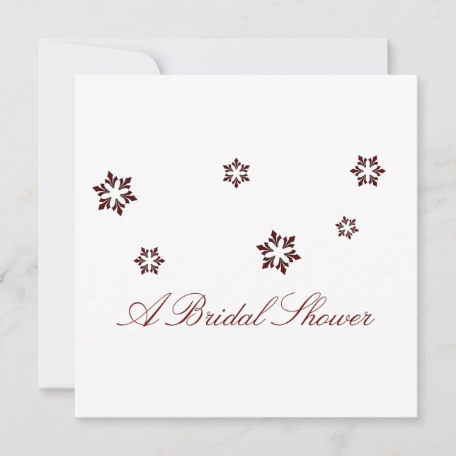 "A Bridal Shower" - Crimson Red Snowflakes Invitation (Front)