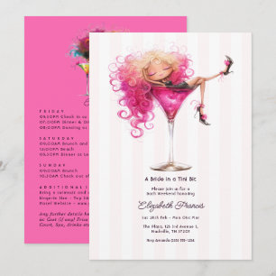 A Bride in a Tini Bit Pink Martini Bachelorette Invitation
