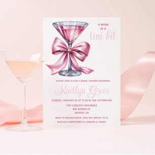 A Bride in a Tini Bit, Pink Martini Bridal Shower Invitation