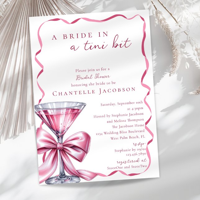 A Bride In A Tini Bit Pink Martini Bridal Shower Invitation (Creator Uploaded)