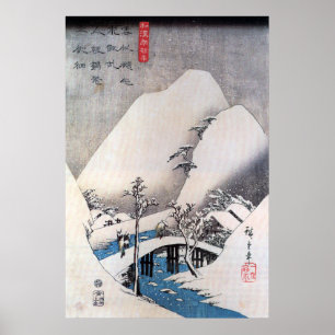 A Bridge in a Snowy Landscape, Ando Hiroshige Poster