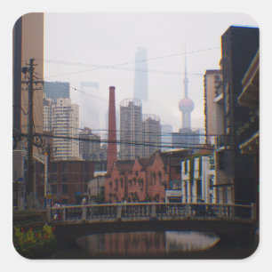 A Bridge in Shanghai Square Sticker