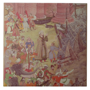 A Bridge of boats broken by Akbar (r.1556-1605) on Tile