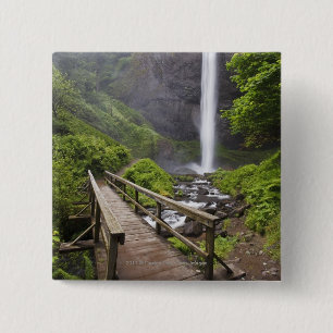A Bridge Over Columbia River And Latourell Falls 15 Cm Square Badge