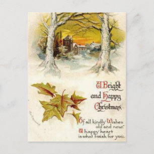 A Bright and Happy Christmas Holiday Postcard