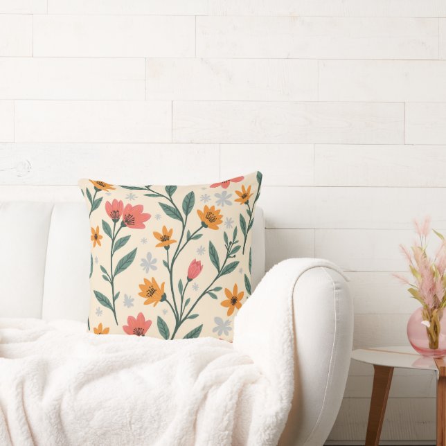 a bright blooming flower cushion (Couch)
