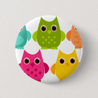 A Bright Bunch of Owls 6 Cm Round Badge