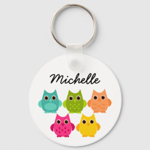 A Bright Bunch of Owls Key Ring