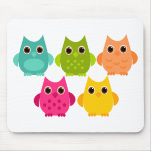 A Bright Bunch of Owls Mouse Mat
