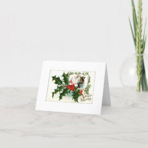 A Bright Christmas Vintage Cats Card