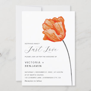 A Bright Flower Just Love Minimalist Wedding Invitation