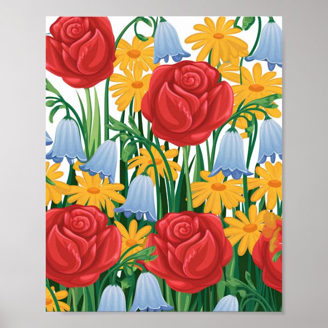 A bright illustration of Flowers Poster (Front)