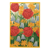 A bright illustration of Flowers wood wall art