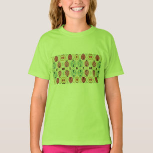 A bright lime green t-shirt with beatle-bugs