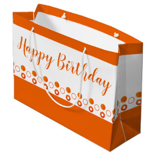 A Bright Orange Polka Dot Designer Birthday Large Gift Bag