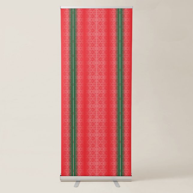 A bright red apple sits on a plain white surface. retractable banner (Front)