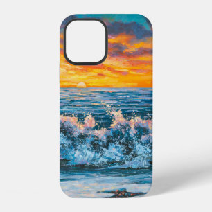 A bright sunset during a storm. An oil painting on iPhone 12 Case