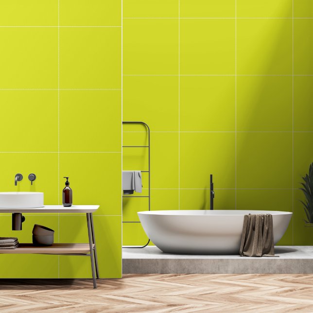 A bright yellow square with a distinct white borde wallpaper (Bathroom)