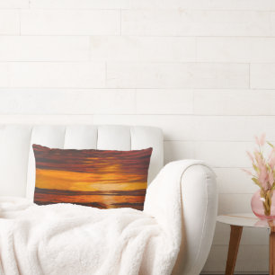 A Brillant Orange Sunset, By Gary Poling Lumbar Cushion