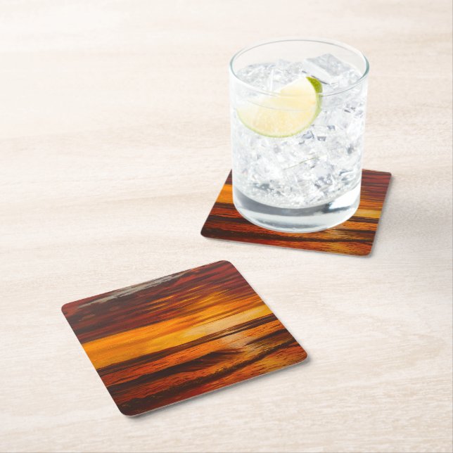 A Brillant Orange Sunset, By Gary Poling Square Paper Coaster (Insitu)