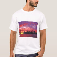A Brilliant Sunset, Silhouette Of Lower Manhattan.
