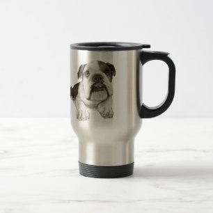 A Brindle Bulldog Puppy Travel Mug