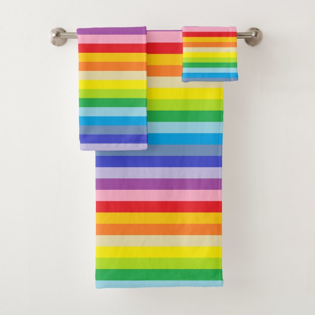 A Broader Spectrum Rainbow Stripes Bath Towel Set (Insitu)