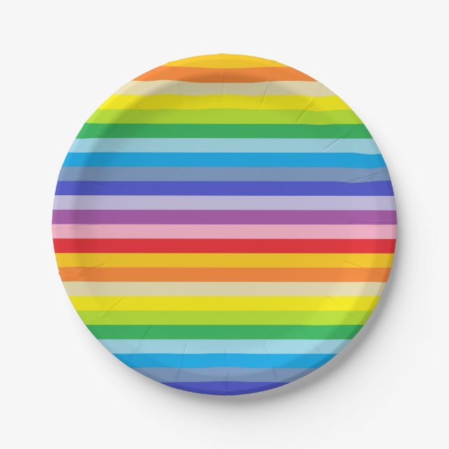 A Broader Spectrum Rainbow Stripes Paper Plate (Front)