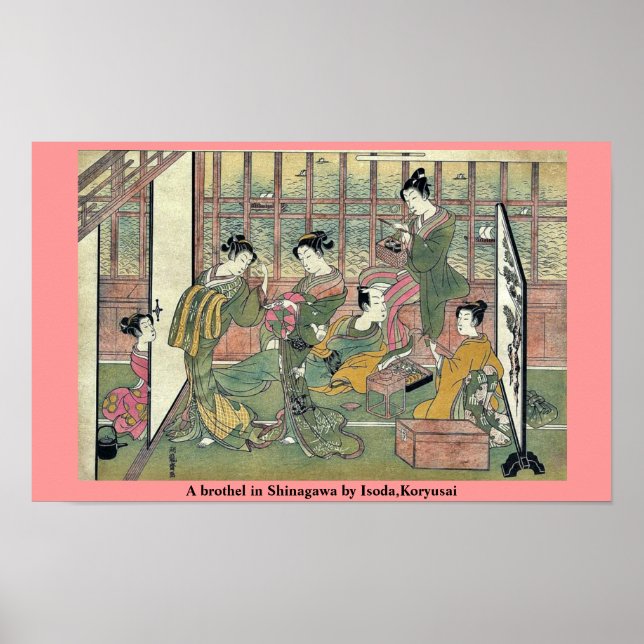 A brothel in Shinagawa by Isoda,Koryusai Poster (Front)