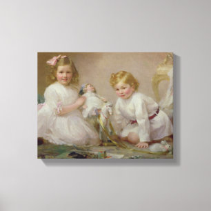 A Brother and Sister Playing, 1915 Canvas Print