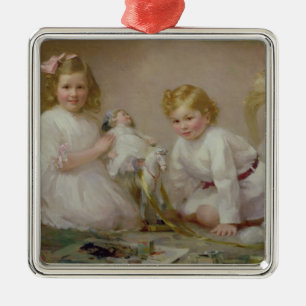 A Brother and Sister Playing, 1915 Metal Tree Decoration