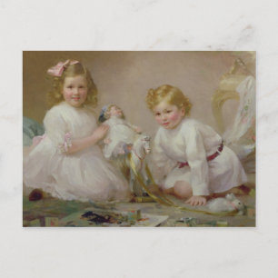 A Brother and Sister Playing, 1915 Postcard
