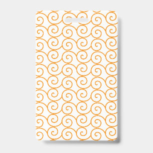 A brown and orange rug with a repeating pattern mo ID badge