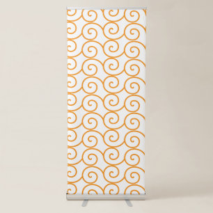 A brown and orange rug with a repeating pattern mo retractable banner