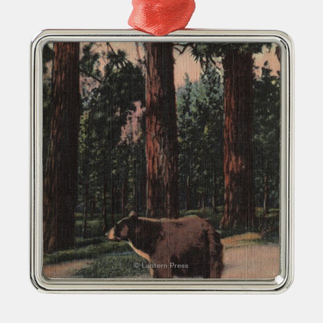A Brown Bear in the Woods Metal Tree Decoration (Front)