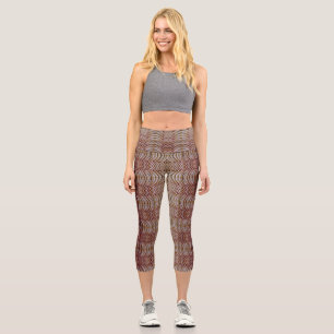 A brown colour trendy fabric zigzag pattern capri leggings