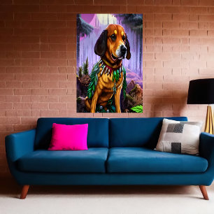 A brown dog in the forest   AI Art Poster