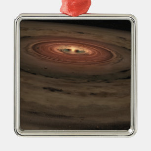 A brown dwarf surrounded by a swirling disc metal tree decoration