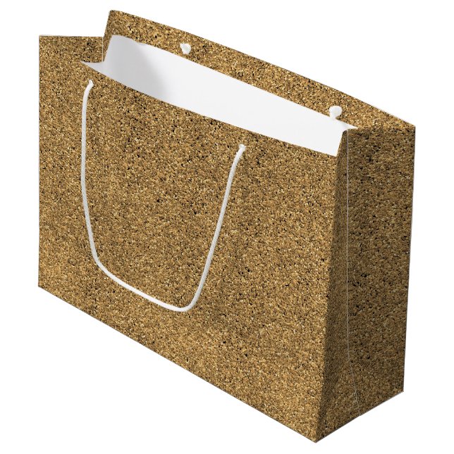 A brown paper bag with a white handle (Front Angled)