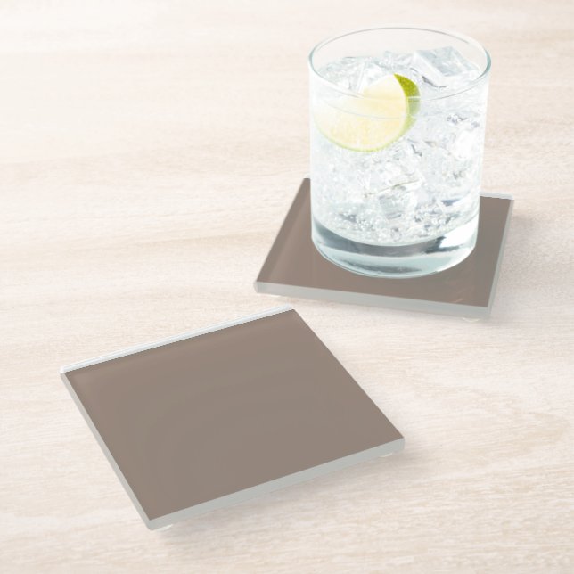 a brown wall with a clock on it glass coaster (Angled)